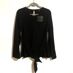 Marc New York Black Sheik Long Sleeve Dress Shirt Gold Link Detail Sz M NWT
